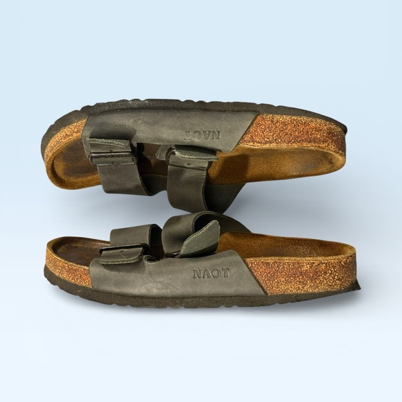 Naot Leather Slide Sandals Adjustable Buckles Cork Footbed EU 38 - Picture 9 of 12